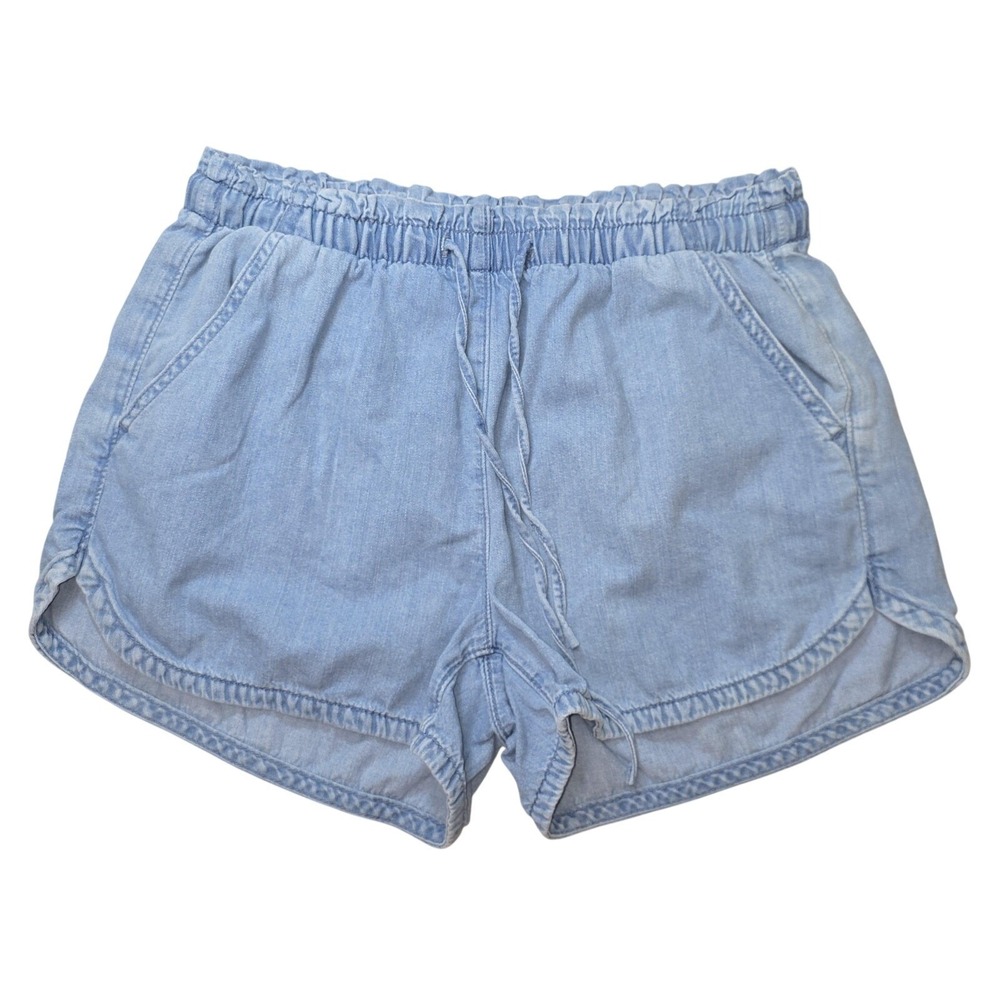 American Eagle Outfitters Shorts Women S Blue Chambray Elastic Waist Beachy